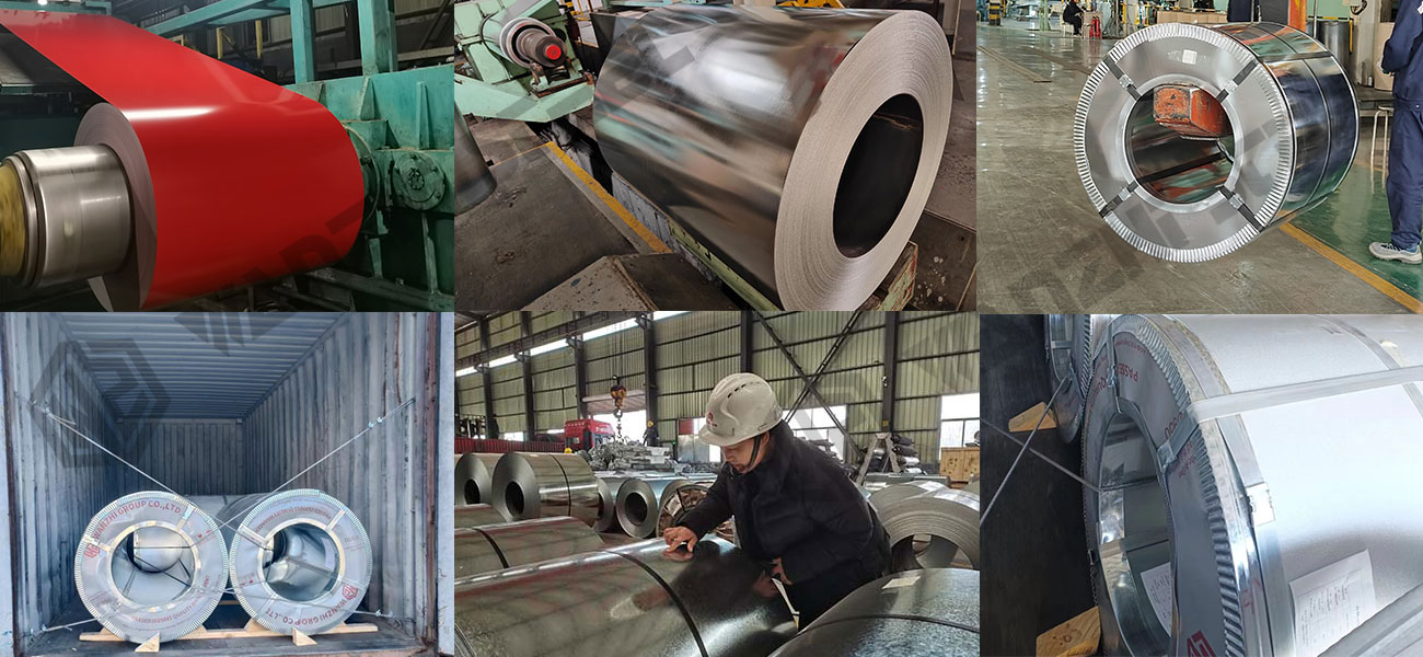 56 ton GI steel and PPGI Steel Production and Packing